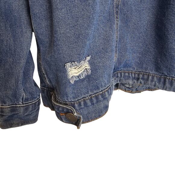 Black Label Blue Distressed Pocket Casual Pocket‎ Denim Jacket Size 1XL - Picture 7 of 9